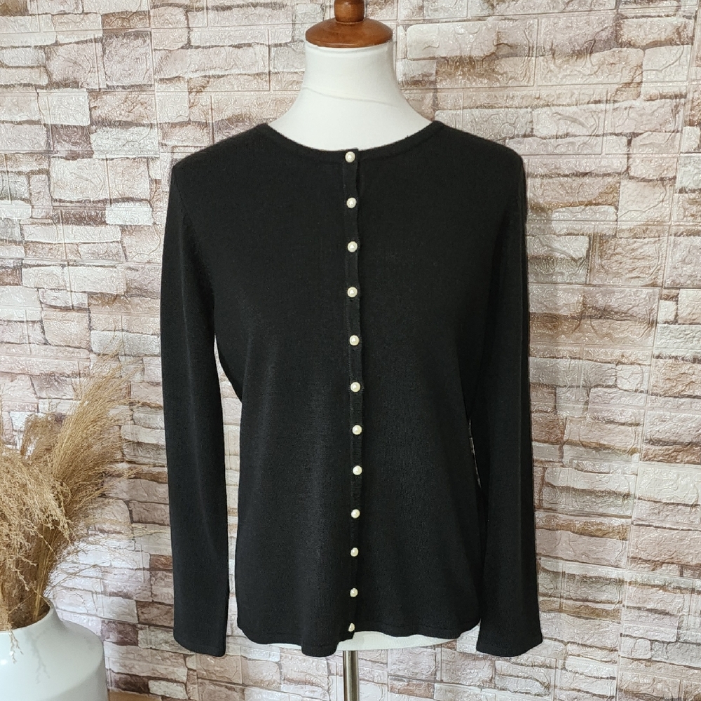 Covington Elegant Black Button-Up Women's Sweater
